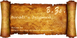Bordás Zsigmond névjegykártya